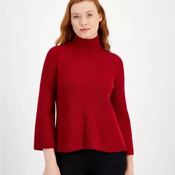 Anne Klein TITIAN RED Women's Bell-Sleeve Pullover Sweater, - Picture 1 of 3